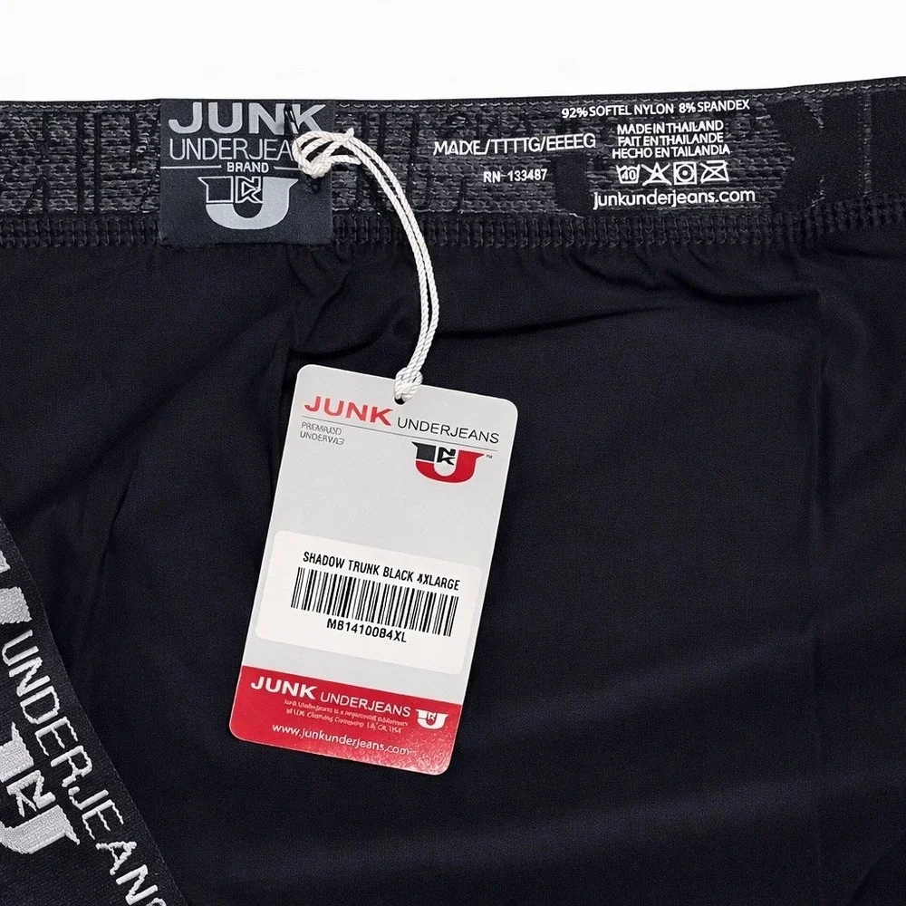 Junk Underjeans Mens Shadow Trunk Black Grey Contrast Trim Underwear 4XL NEW